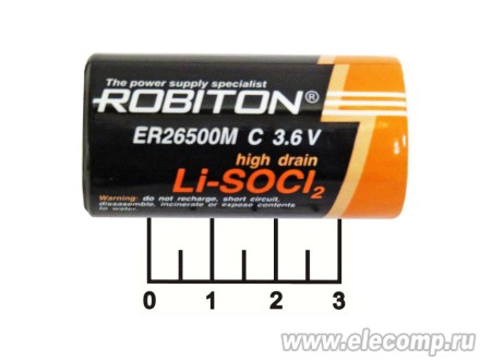 Литиевый элемент R14 3.6V ER26500M-SR2 Robiton