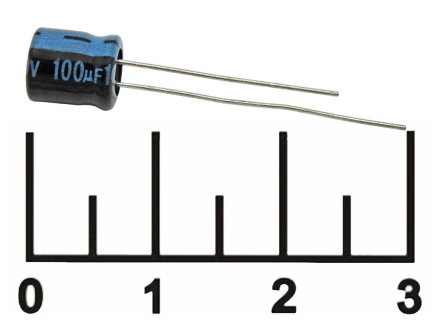 Конденсатор электролитический ECAP 100мкФ 10В 100/10V 0607 105C (SH)