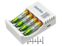 Зарядное устройство GP GP75AAAHC/CPBR-2CR4 с аккумулятором AAA*0.75A (4 штуки) (AA/AAA)