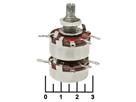 Резистор переменный 2*22 кОм WHT118-2 2W (WTH-2) (+35)