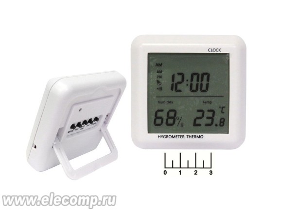 Термометр-гигрометр электронный TH-019 + часы