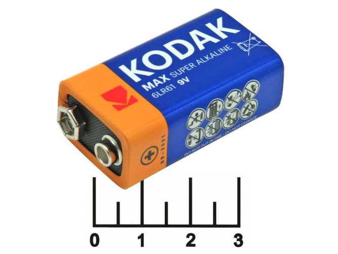 Батарейка 6F22-9V Kodak Max Alkaline 6LR61