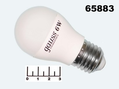 Лампа светодиодная 220V 6W E27 4100K белый шар G45 матовая Gauss (450lm) (53226)