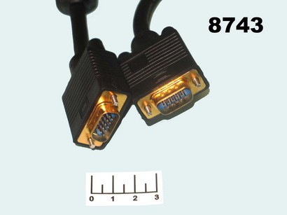 Шнур VGA 15pin-VGA 15pin 5м gold (фильтр) Dayton