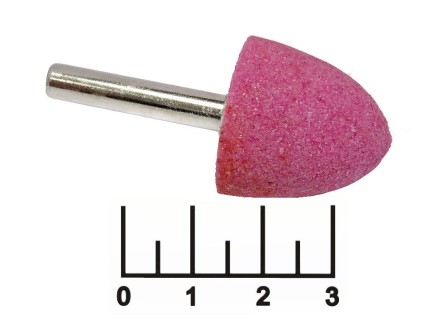 Камень конус с закругленным концом 6мм 25*25мм абразивный розовый 36961