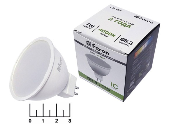Лампа светодиодная 220V 7W MR16 GU5.3 4000K белый матовая LED 80 Feron LB-26 (25236) (560lm)