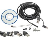 Видеокамера USB/micro USB/Type C инспекционная 6LED 5.5мм 5м эндоскоп