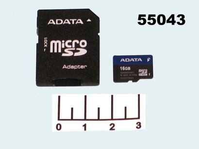 Карта памяти micro SD 16Gb + адаптер SD Adata