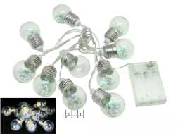 Гирлянда 10 светодиодов белая теплая 1.8м "Ретро" 3*AA (прозрачная нить)