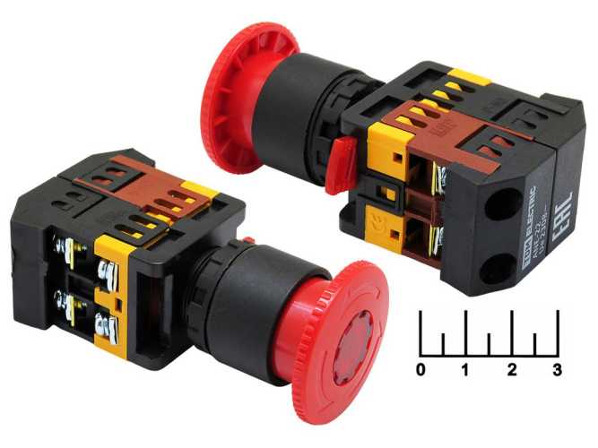 Кнопка 230/10 ANE-22 красная с фиксацией (грибок)