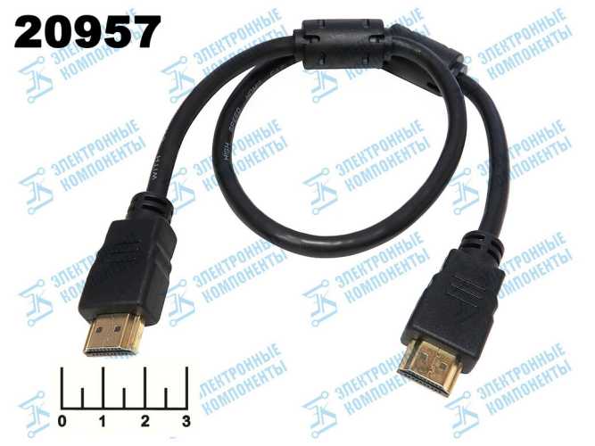 Шнур HDMI-HDMI 0.5м gold пластик (фильтр) 1.4A Proconnect