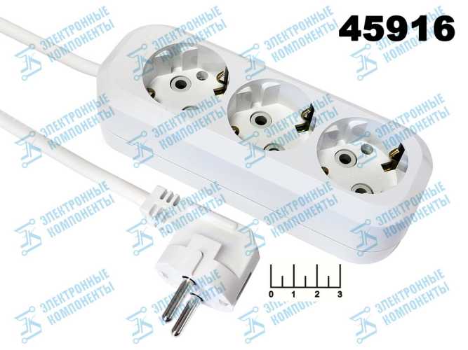 Удлинитель электрический 3/2м с землей Makel (max-16A) (MGP132)