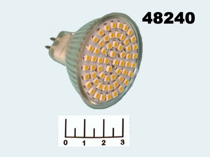 Лампа светодиодная 12V 3.2W MR16 GU5.3 2700K белый теплый WW 60LED