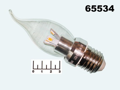 Лампа светодиодная 220V 3W E27 2700K белый теплый свеча на ветру прозрачная Gauss