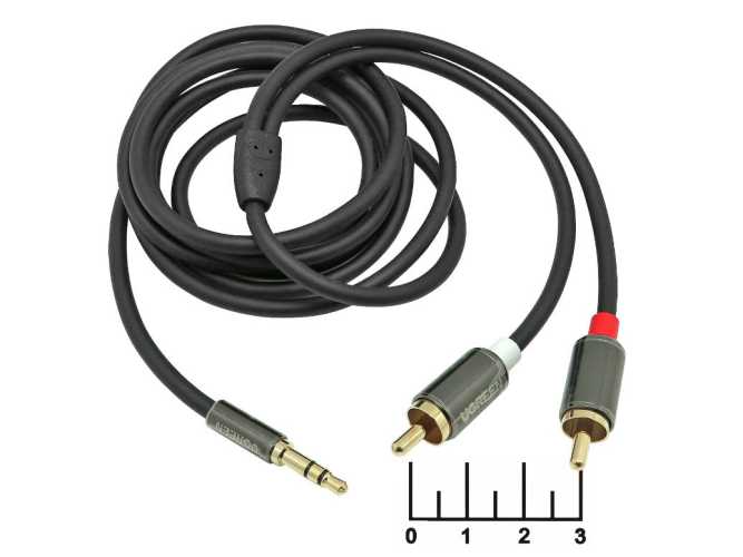Шнур 2RCA-AUD 3.5 стерео 1.5м gold металл Ugreen (10583)