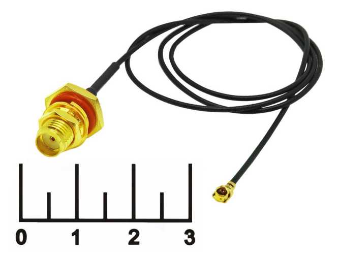 Переходник SMA гнездо/UFL гнездо угол gold JV-003+O 41см