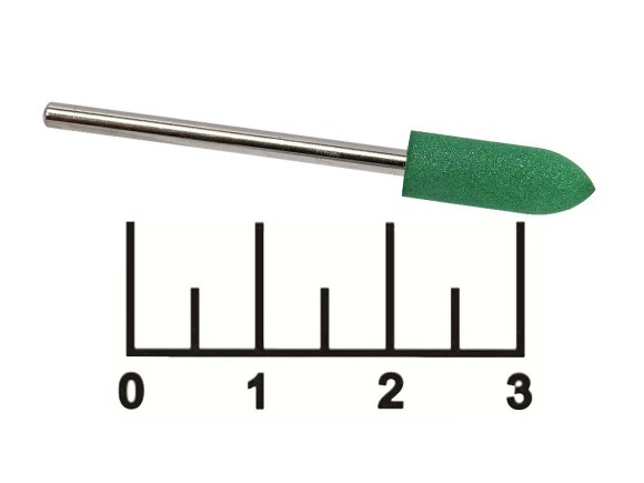 Бор-фреза цилиндр остроконечный 2.3мм резиновый зеленый
