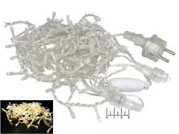 Гирлянда 100 светодиодов бахрома белая теплая 0.5*2м (прозрачная нить) для улиц удлиняется