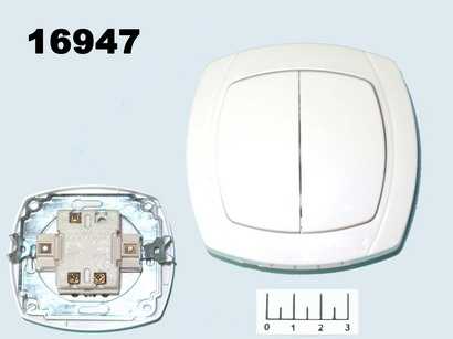 Выключатель 2-клавишный Powerman белый керамика (6023)