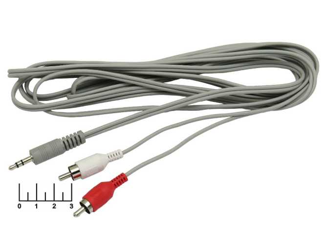 Шнур 2RCA-AUD 3.5 стерео 3м пластик Smartbuy (KA-313-200)