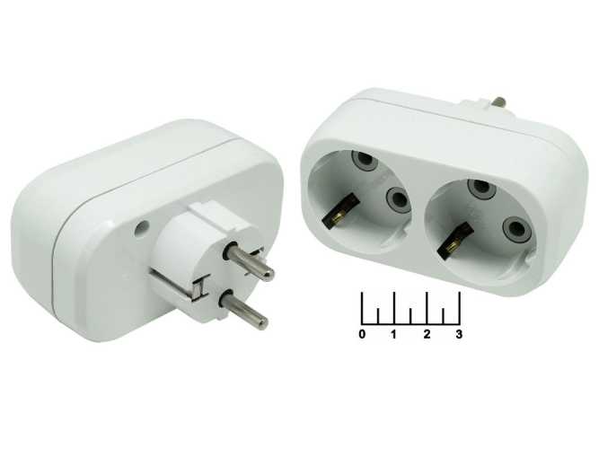 Тройник электрический /2 с землей 16A Makel белый