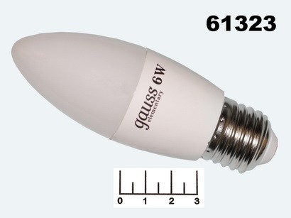 Лампа светодиодная 220V 6W E27 4100K белый свеча матовая Gauss (33226) (450lm)