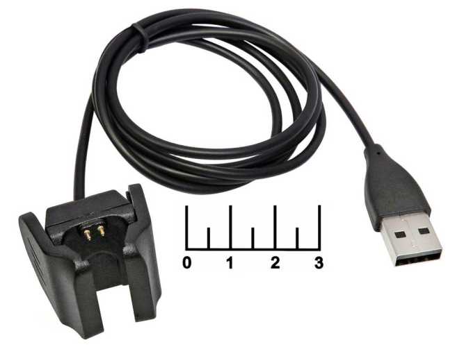 Зарядное устройство USB Mi Band 4 (4мм) 1м (смарт-часы) на прищепке