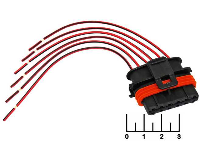 Разъем 6pin гнездо влагозащищенный на проводе 1928403202 Cargen (AX430)
