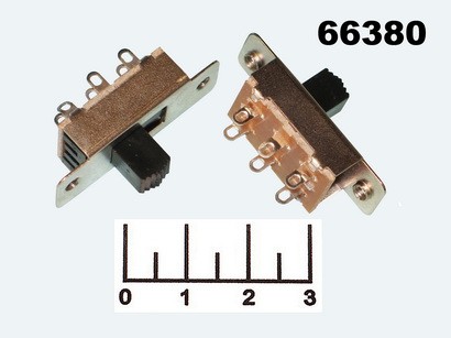 Переключатель движковый 3-х позиционный 6 контактов (KBB70-2P3W) длинный рычаг