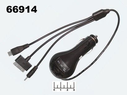 Модулятор MP3/FM/micro SD/USB (FM-A2-3)  с з/у iPhone 4/Nokia/micro USB + ПДУ