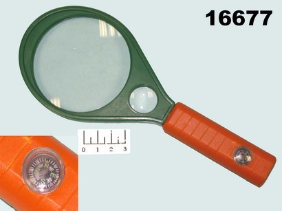 Лупа диам-75мм 4*/6* с компасом MG89076