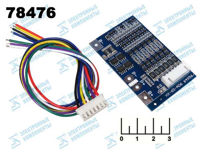 Контроллер заряда для литиевых элементов 22.2V 8A BMS 6S HX-6S-A06 с балансиром