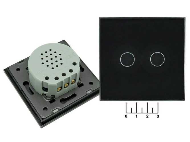 Выключатель сенсорный двухканальный 1kV Livolo VL-C702-12 черный