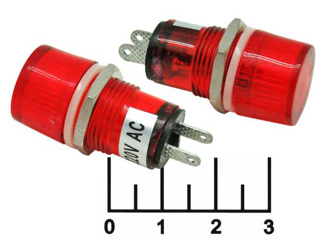 Лампа 220V в плафоне красная (N-292-R)