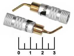 Клемма штыревая угловая металл gold черная Nakamichi