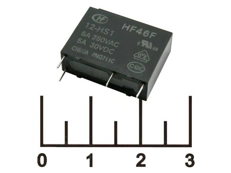 Реле =12V 5A/250V HF46F/12-HS1 | купить в розницу и оптом