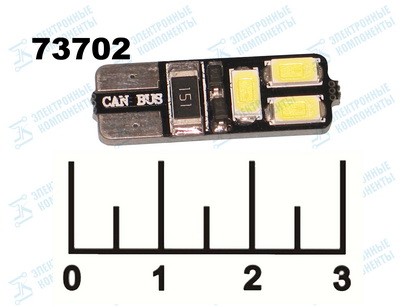 Лампа светодиодная 12V T10 6LED белая 5730 (Canbus)
