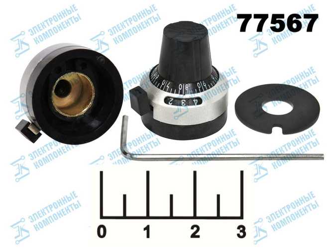 Ручка на вал 4мм многооборотная для резисторов 3590S (винтовой зажим)