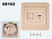 Розетка-1 для компьютерной сети 5-категории Universal (валери) кремовая + доп.гнездо