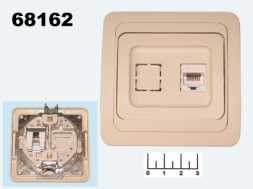 Розетка-1 для компьютерной сети 5-категории Universal (валери) кремовая + доп.гнездо
