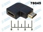 Переходник HDMI штекер/HDMI гнездо gold угол