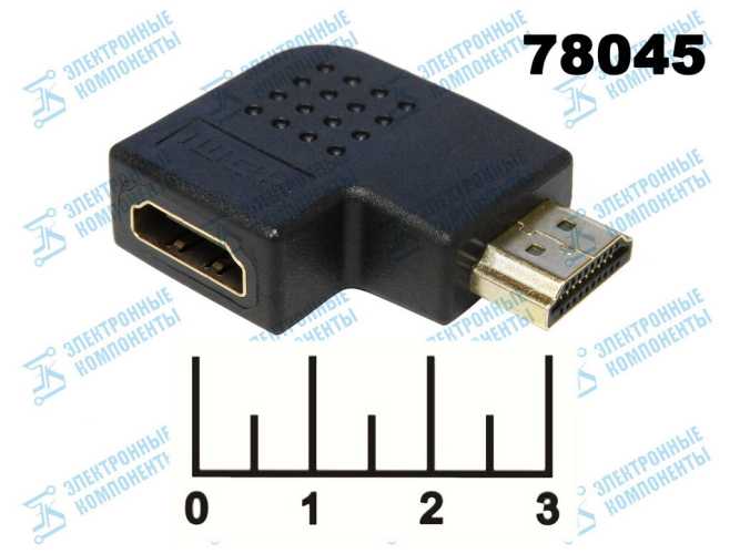 Переходник HDMI штекер/HDMI гнездо gold угол (5-892)