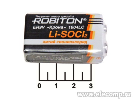 Литиевый элемент 6F22 9V Robiton ER9V-SR 1604LC
