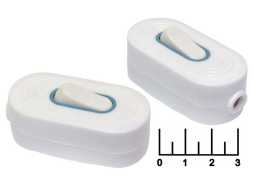 Выключатель 250/6 250V 6A 1-клавишный проходной белый с голубой вставкой (023) под винт