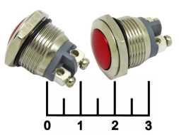 Кнопка GQ16B-10/R/N без фиксации антивандальная красная металл (16мм) 2 контакта под винт