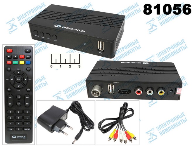 Ресивер цифровой телевизионный DVB-T2 Oriel 403D + медиаплеер (шнур 3RCA-3RCA)