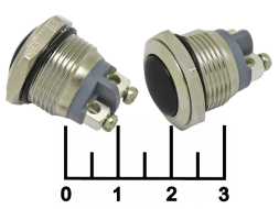 Кнопка GQ16B-10/B/N без фиксации антивандальная черная металл (16мм) 2 контакта под винт