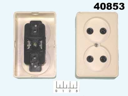 Розетка электрическая 2* накладная без земли (Белая церковь)