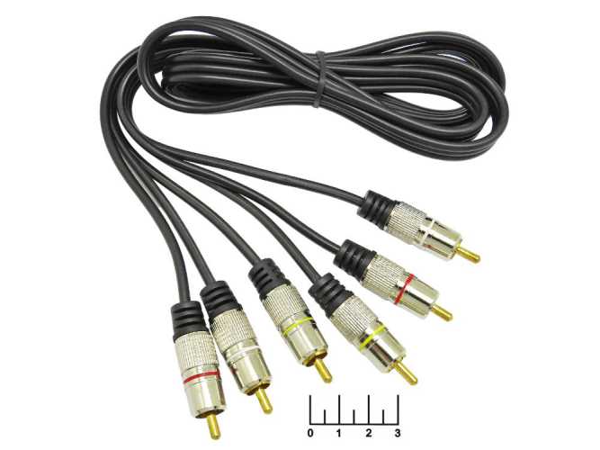 Шнур 3RCA-3RCA 1.5м gold металл Dayton (3-0316)