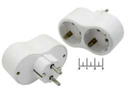 Тройник электрический /2 с землей 16A Эра SPx-2E-W белый